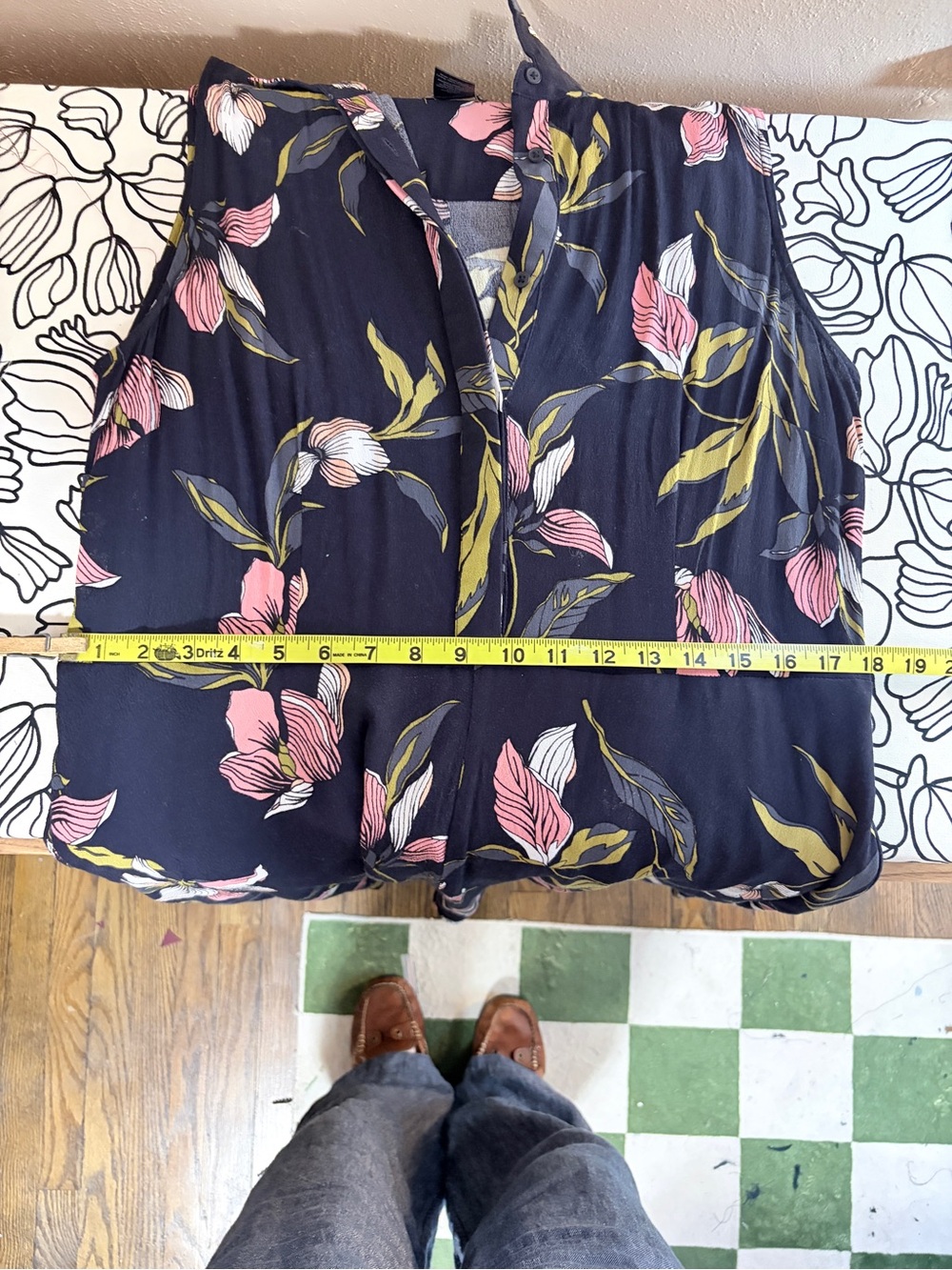 Ann Taylor Navy Floral Sleeveless Wrap-Style Midi Dress - Picture 5 of 7